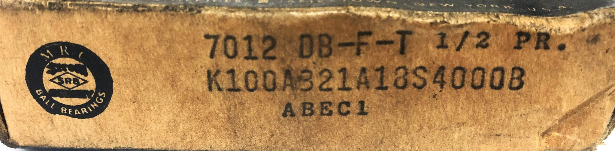 MRC Aircraft Angular Contact Bearing 7012 DB-F-T 1/2 PR NOS