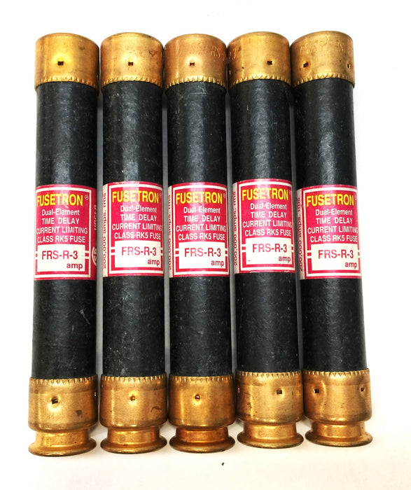 Fusetron Dual Element Time Delay Current Limiting Fuse FRS-R-3 [Lot of 5] NOS