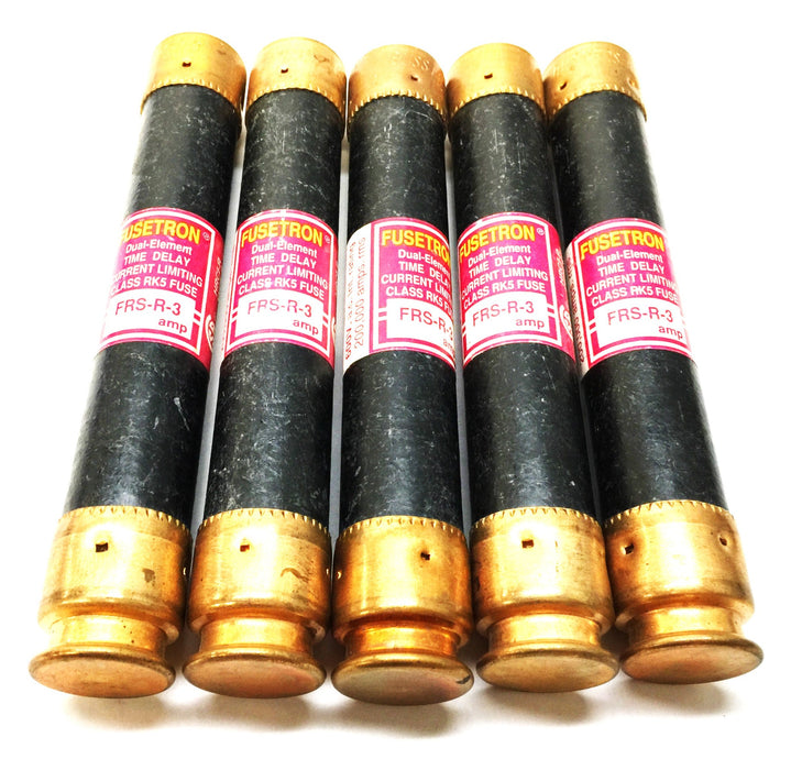 Fusetron Dual Element Time Delay Current Limiting Fuse FRS-R-3 [Lot of 5] NOS