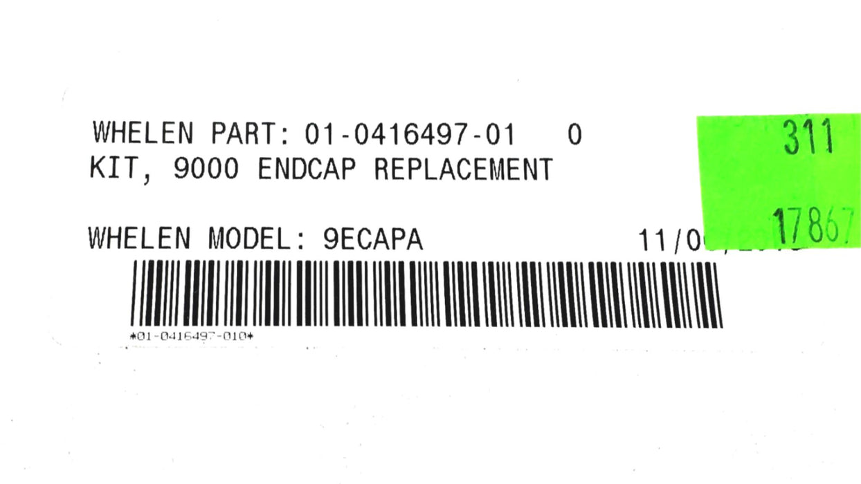 Whelen 9ECAPA 9000 Amber Endcap Replacement Kit 01-0416497-010 NOS