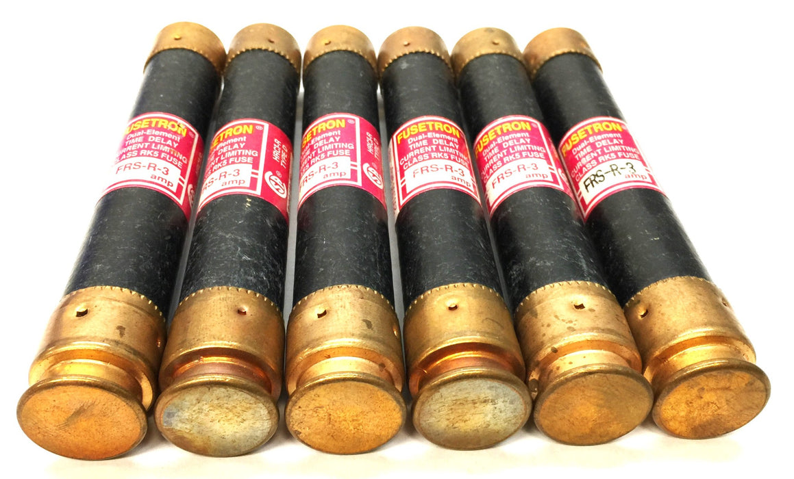 Fusetron Dual Element Time Delay Current Limiting Fuse FRS-R-3 [Lot of 6] NOS