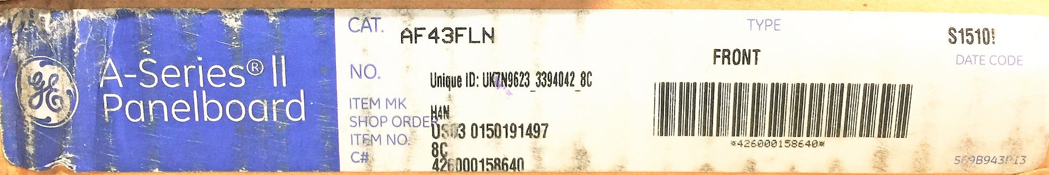 GENERAL ELECTRIC/GE A-Series II Panelboard Front Cover AF43FLN NOS