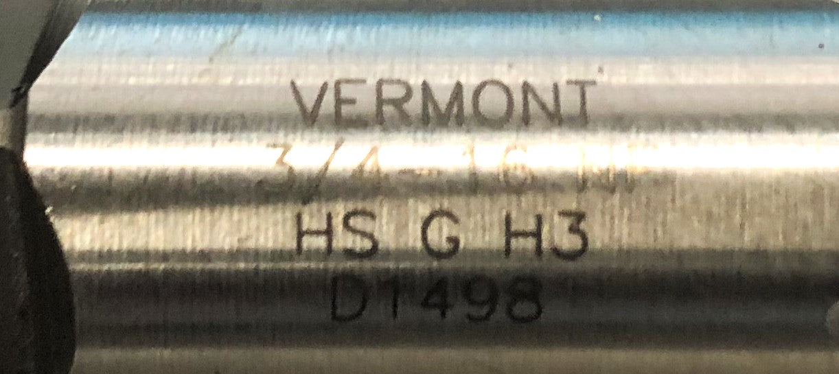 Vermont 3/4 INCH - 16 NF HS GH3 Hand Tap USED