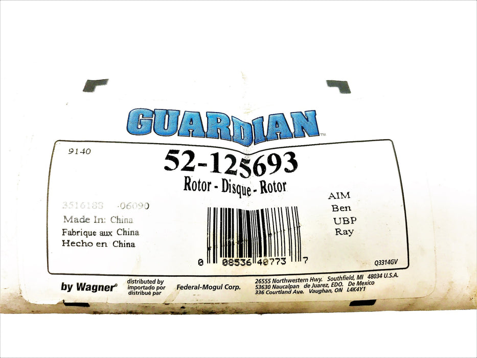 Guardian Disc Brake Rotor 52-125693 NOS