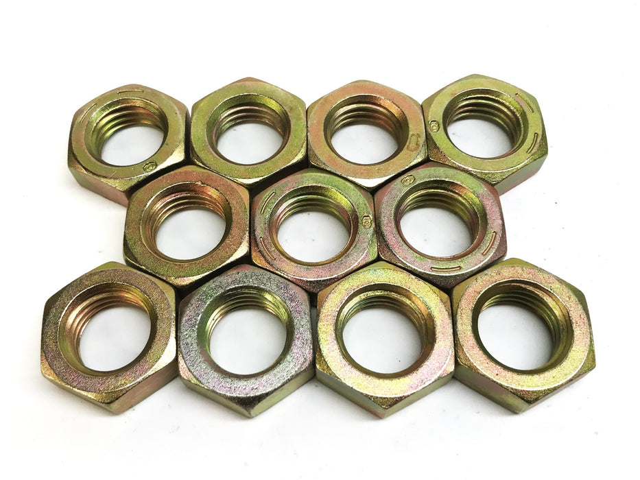 Unbranded 1" Yellow Zinc Plated Steel Thin Hex Jam Nut [Lot of 11] NOS