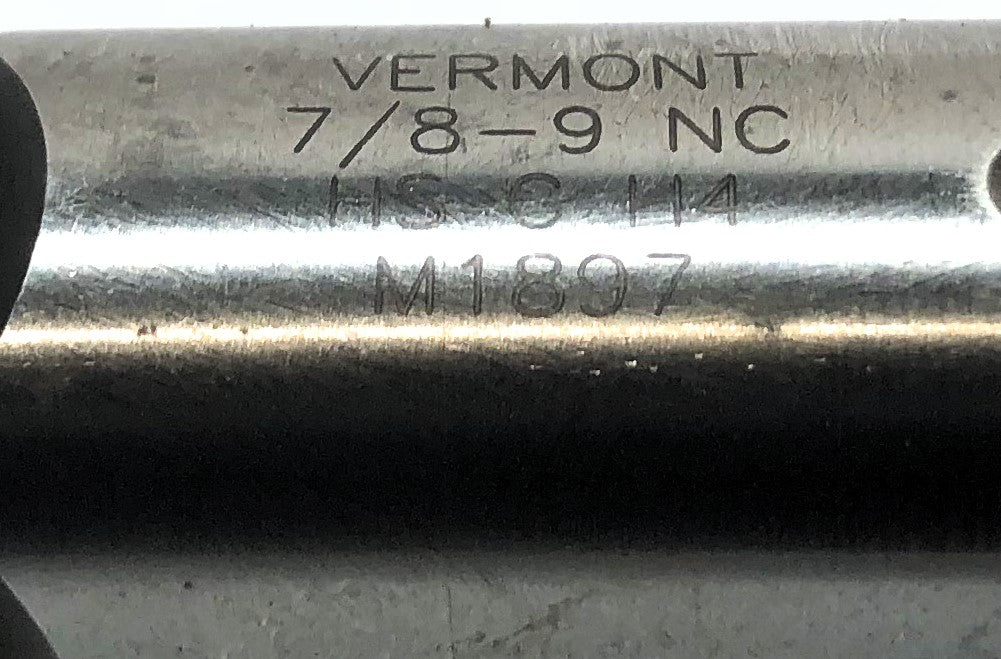 Vermont 7/8 INCH - 9 NC HS GH4 Hand Tap [Lot of 2] USED