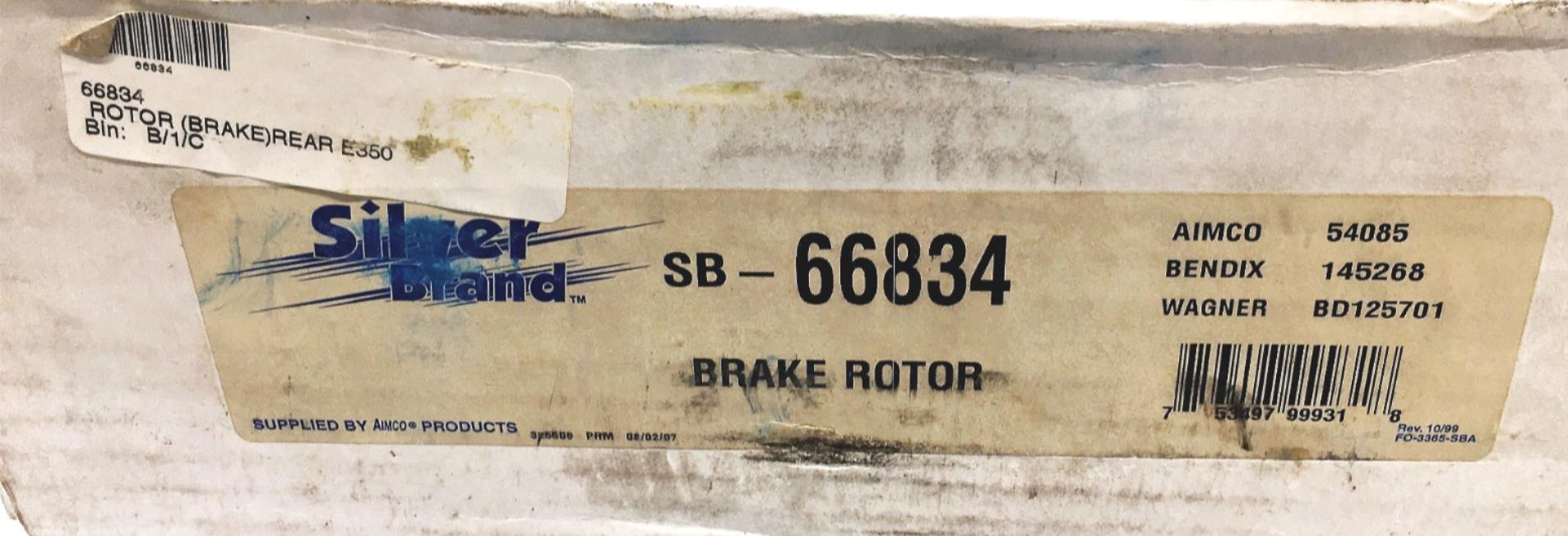 Silver Brand Rear Brake Rotor 66834 NOS