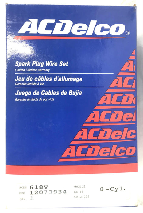 ACDelco 8-Cylinder Spark Plug Wire Set 618V(12073934) NOS
