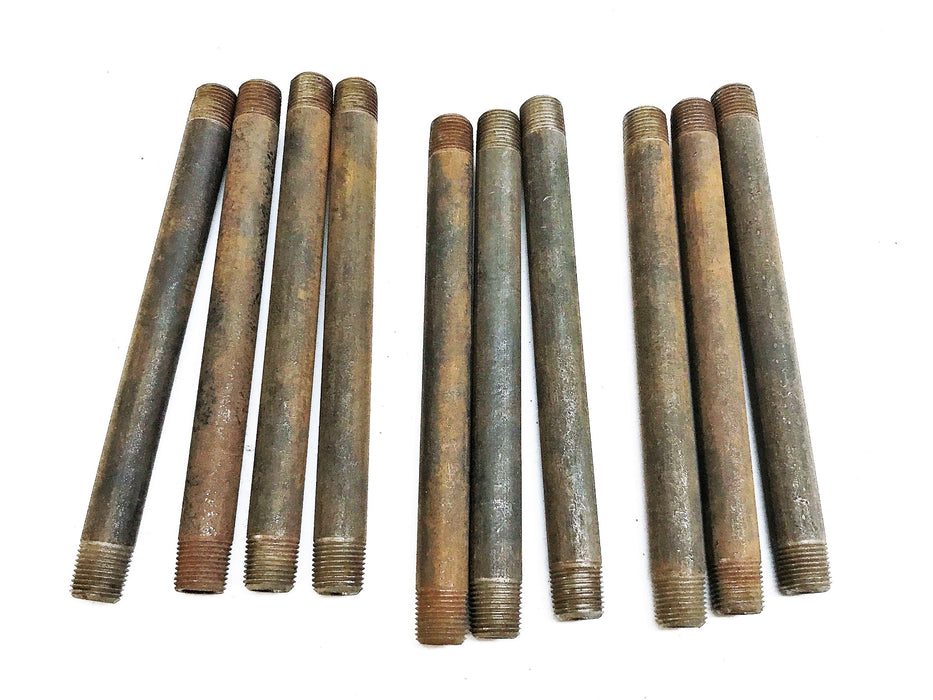 Unbranded 1/4" x 4-1/2" Galvanized Black Pipe Nipples B3326X245 [Lot of 10] NOS