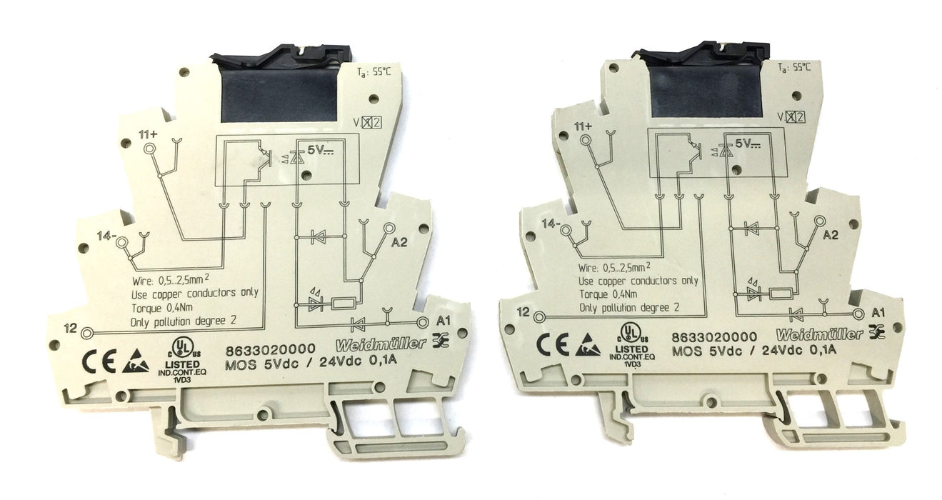 Weidmuller Solid-State Relay 24VDC Terminal Block 8633020000 [Lot of 2] USED