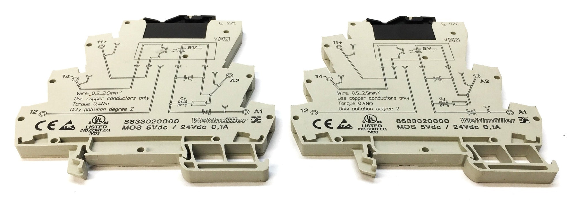 Weidmuller Solid-State Relay 24VDC Terminal Block 8633020000 [Lot of 2] USED