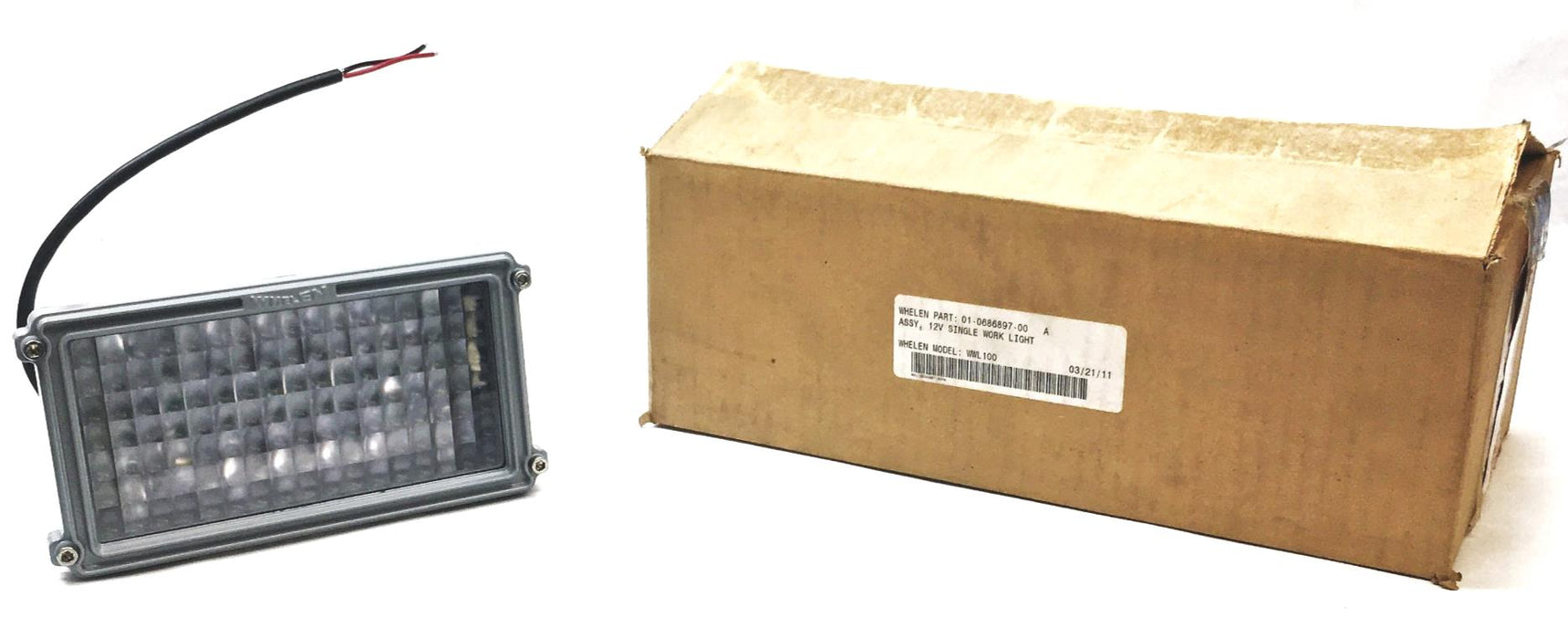 Whelen WWL100 12V Work Light LED Floodlight Assembly 01-0686897-00 A NOS