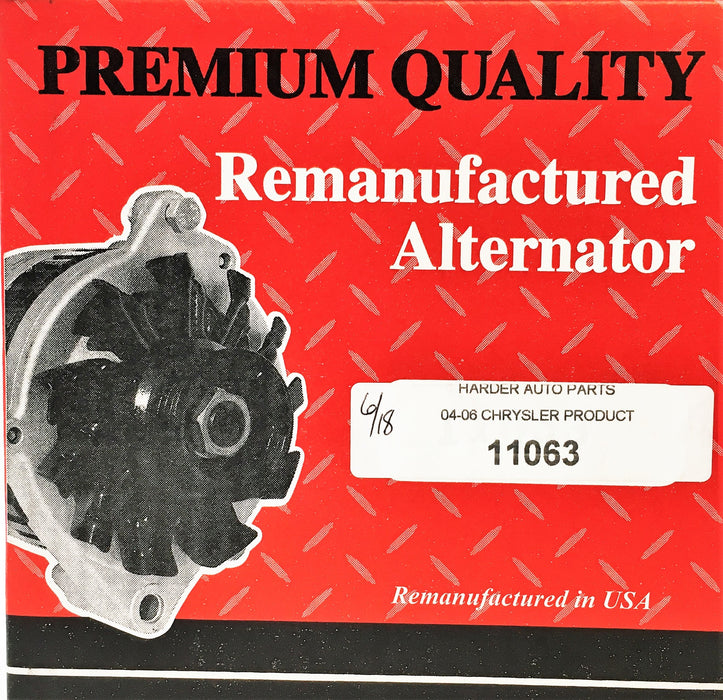 Premium Quality Alternator 11063 REMANUFACTURED