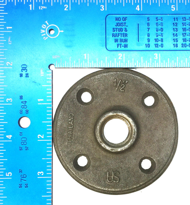 SA 3-1/2" OD 3/4" Bore Cast Iron 4-Bolt Floor Flange 1/2" [Lot of 2] NOS