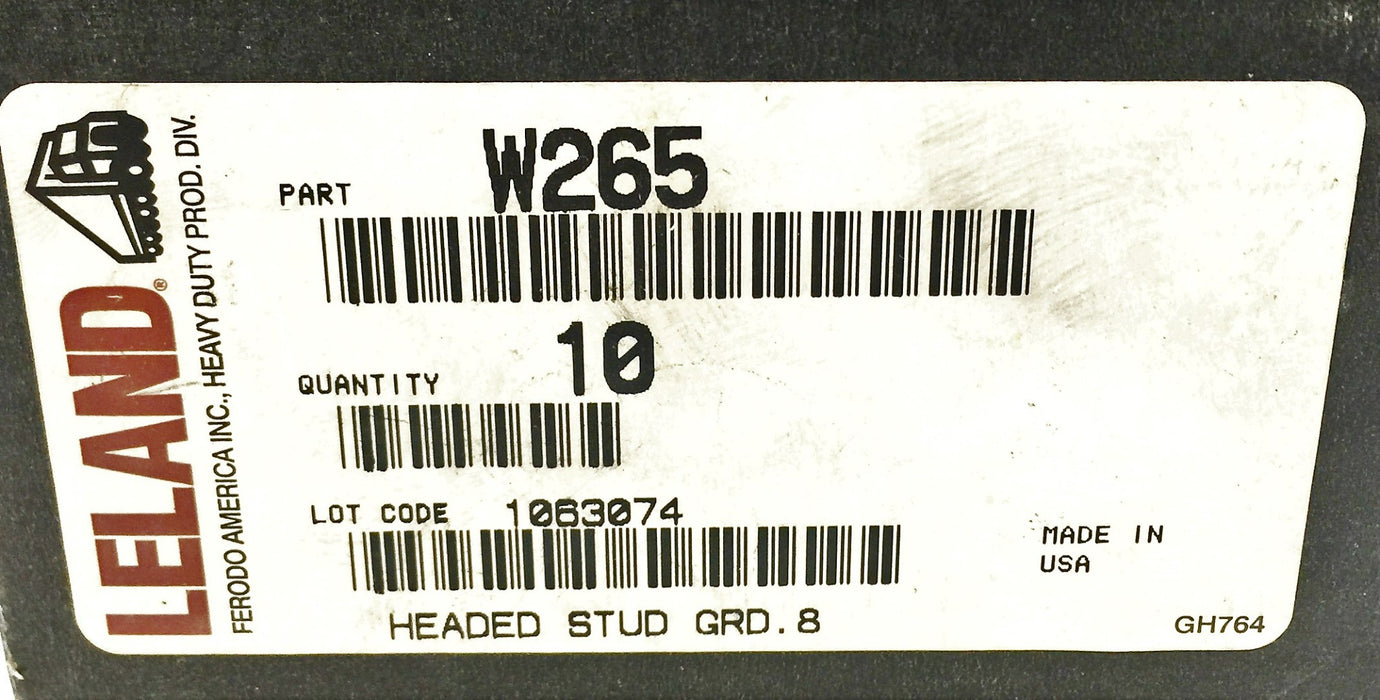 Leland Grade 8 Headed Stud 10pcs. W265 NOS