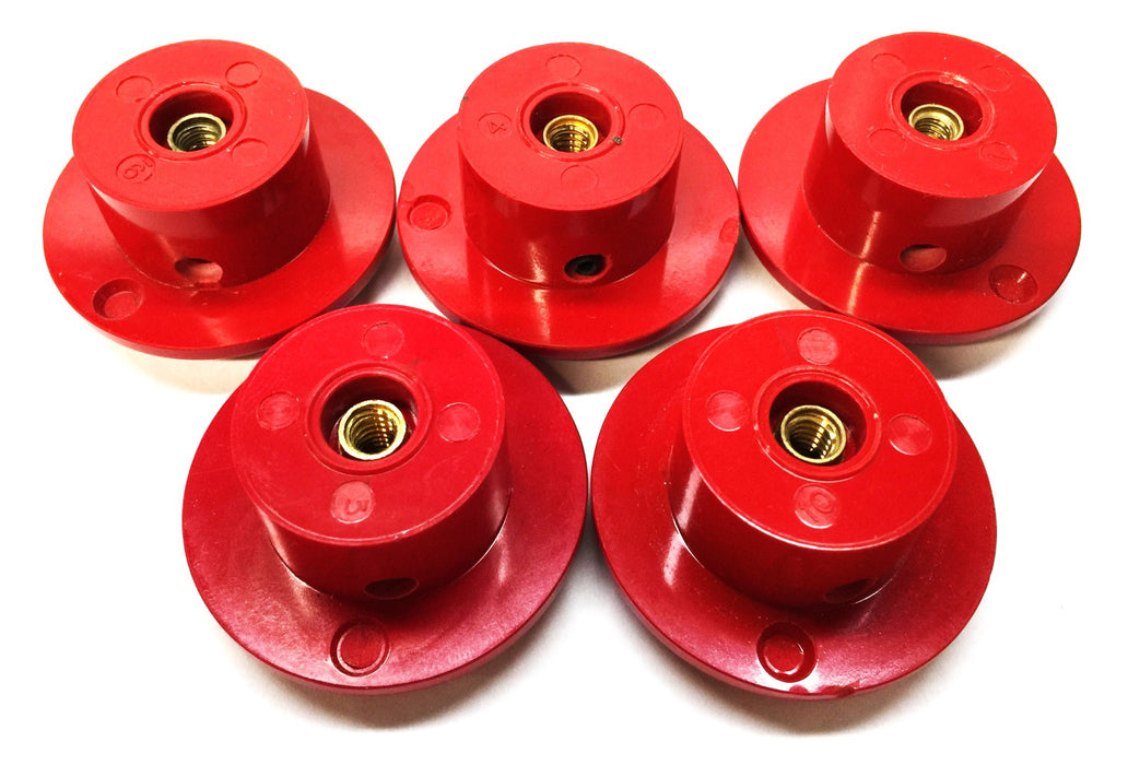 Unbranded 1-1/2" Plastic Red Threaded Knob [Lot of 5] NOS