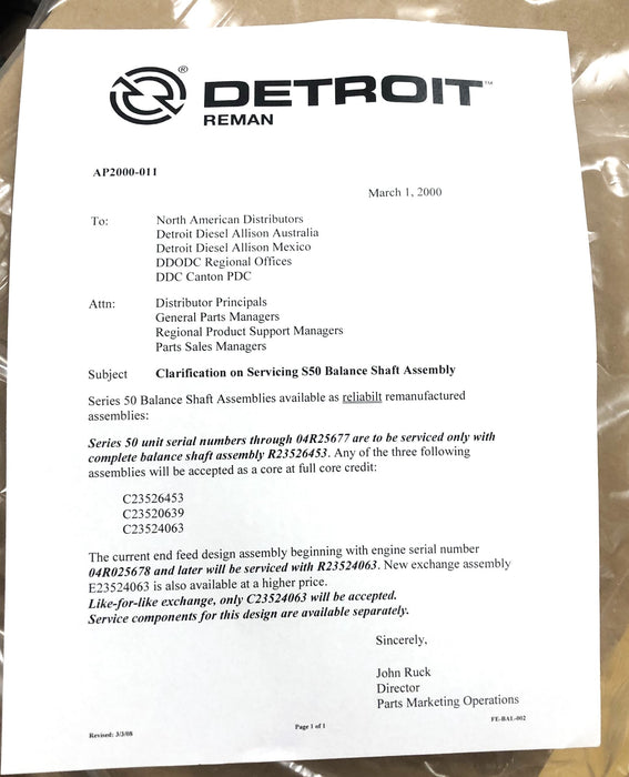 Detroit Diesel Balancer Hi Capacity Pump R23531281 (23516182) REMANUFACTURED