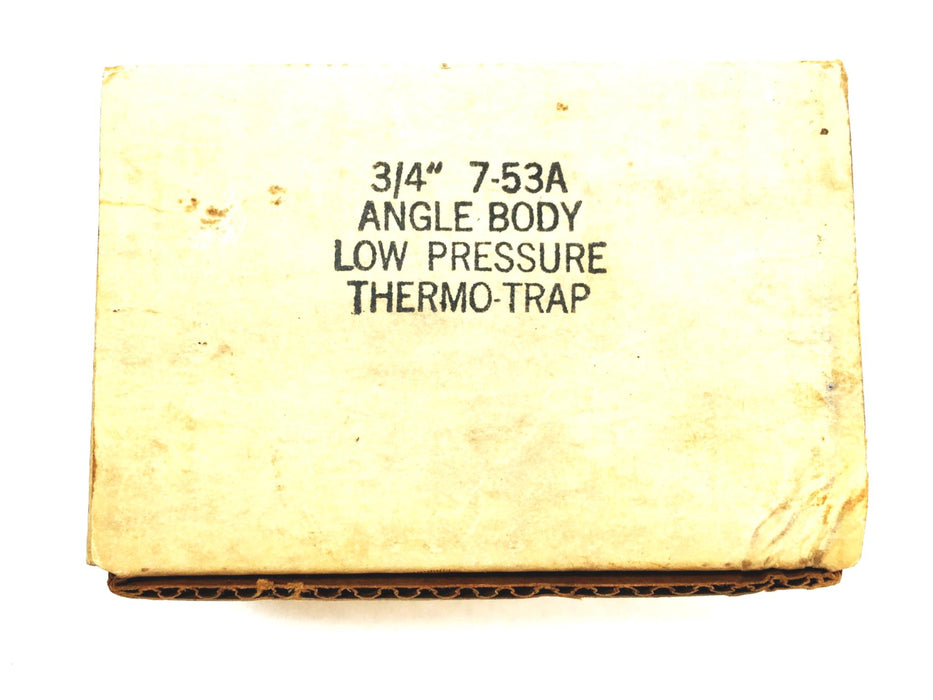 Sterling Inc 3/4 Inch Angle Body Low Pressure Thermo-trap 7-53A NOS