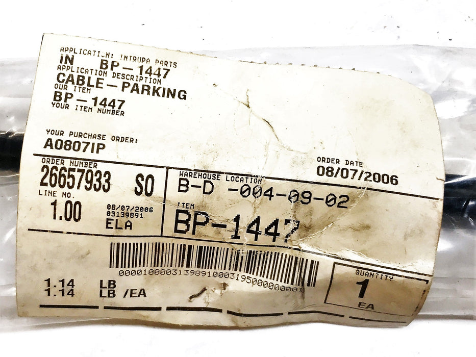 Intrupa Parking Brake Cable BP-1447 NOS