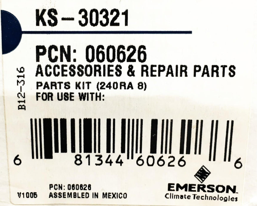 Emerson PCN: 060626 Accessories And Repair Parts Kit 240RA 8 KS-30321 NOS