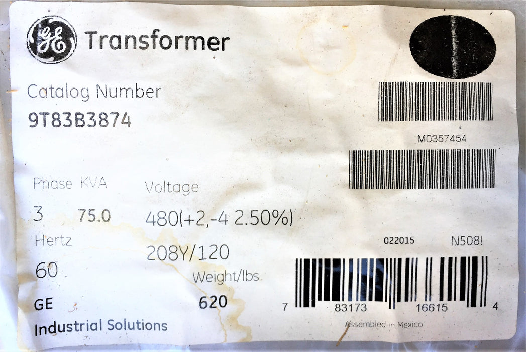 GENERAL ELECTRIC/GE Dry-Type General Purpose Power Transformer 9T83B3874 NOS