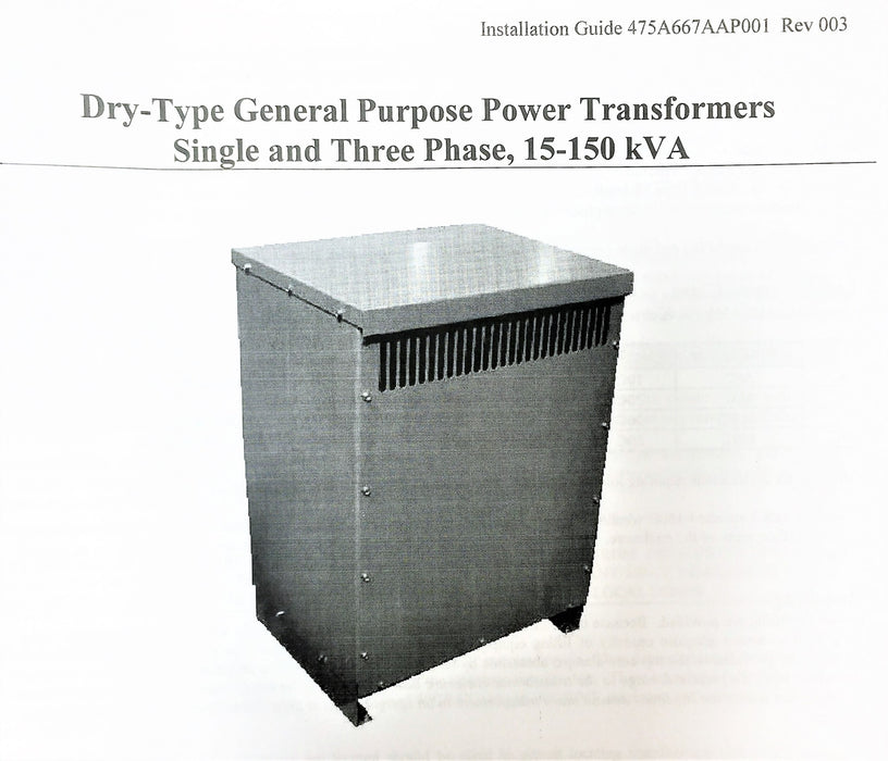GENERAL ELECTRIC/GE Dry-Type General Purpose Power Transformer 9T83B3874 NOS