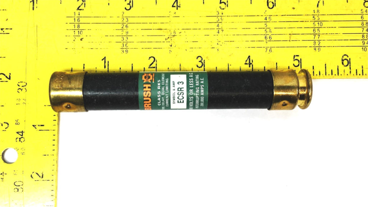 Brush Time Dealy Dual Element Current Limiting Fuse ECSR 3 [Lot of 3] NOS