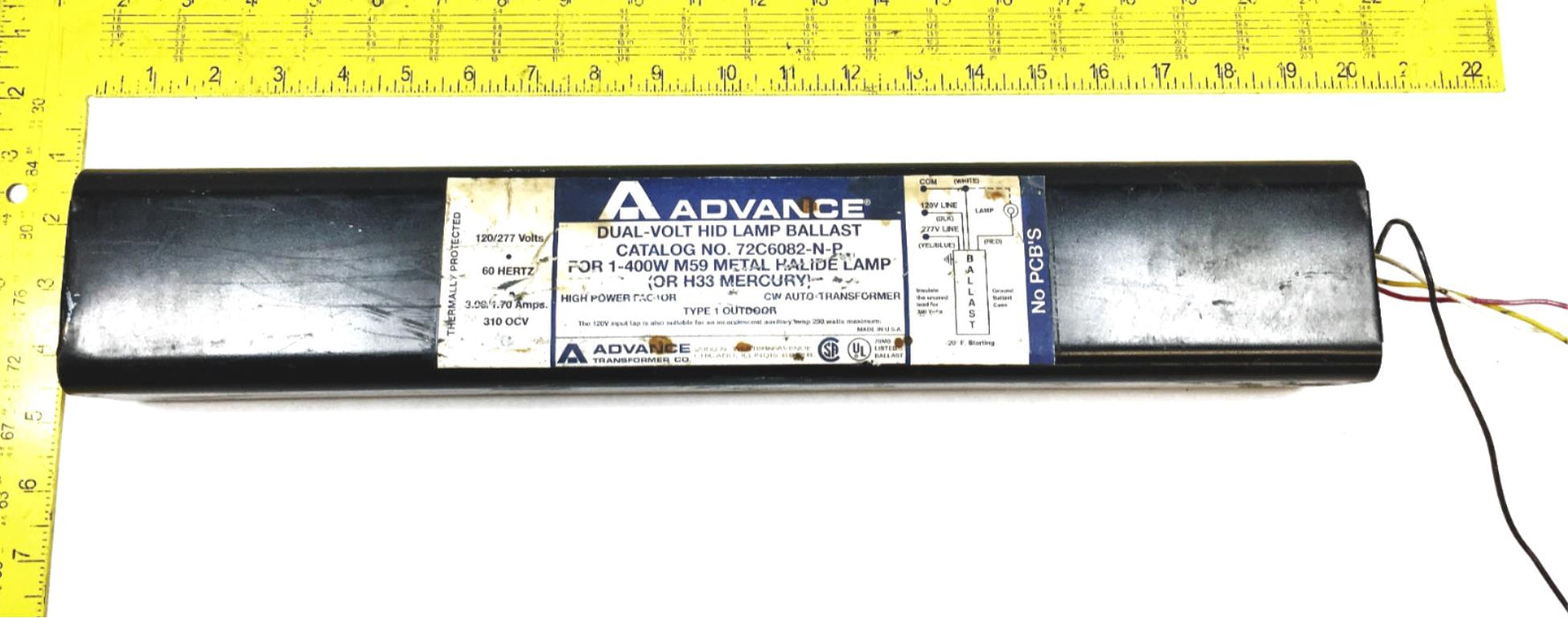 Advance Metal Halide Ballast 72C6082-N-P NOS