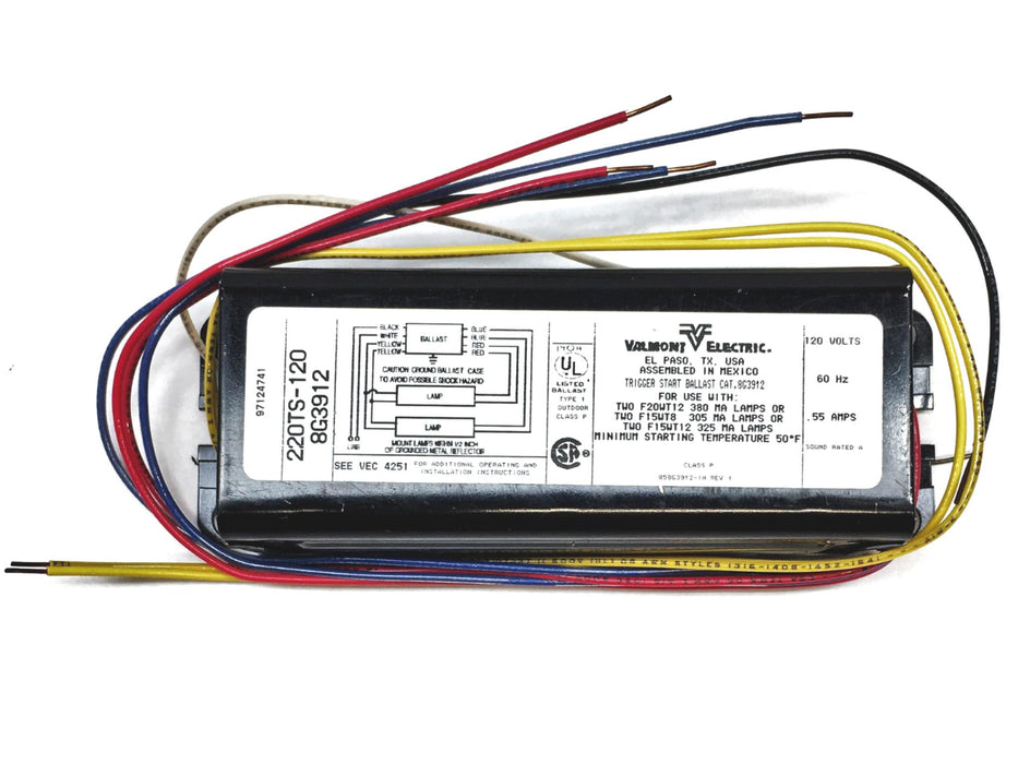 Valmont Electric Fluorescent Lamp Ballast 8G3912F NOS