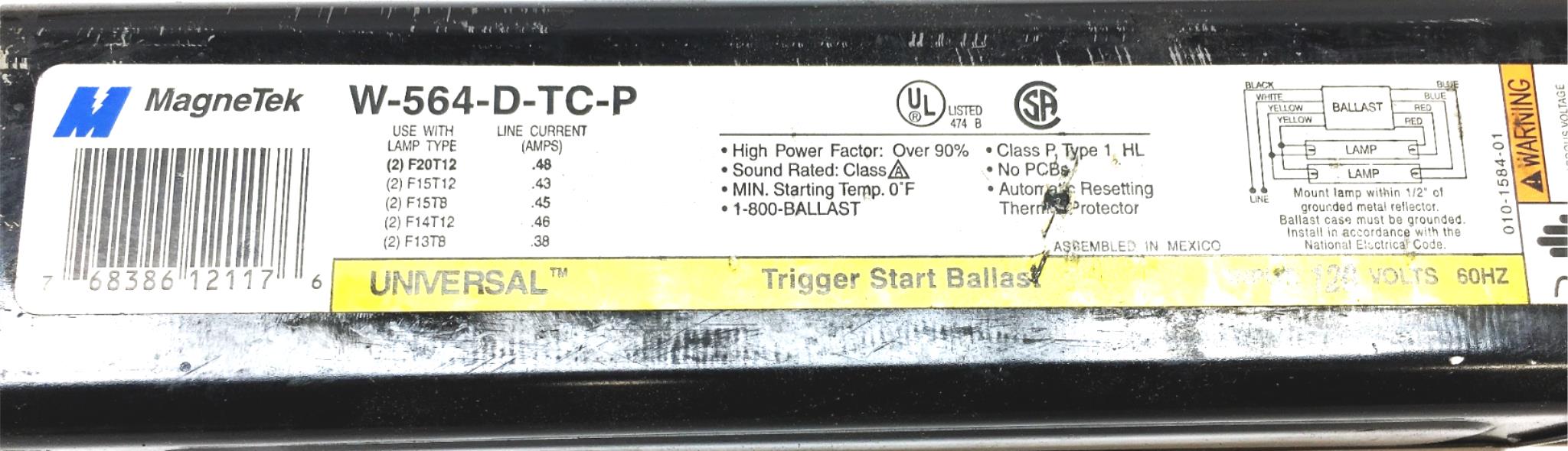 Magnetek Trigger Start Ballast W-564-D-TC-P NOS
