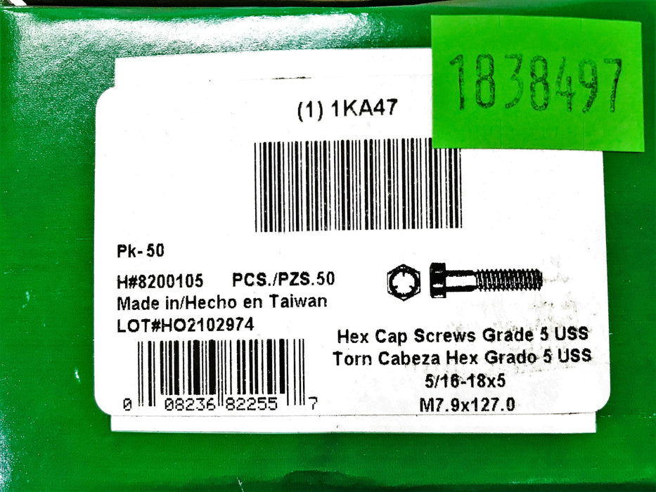 Hillman 5/16-18 x 5" Hex Cap Screws 8200105 [Lot f 50] NOS