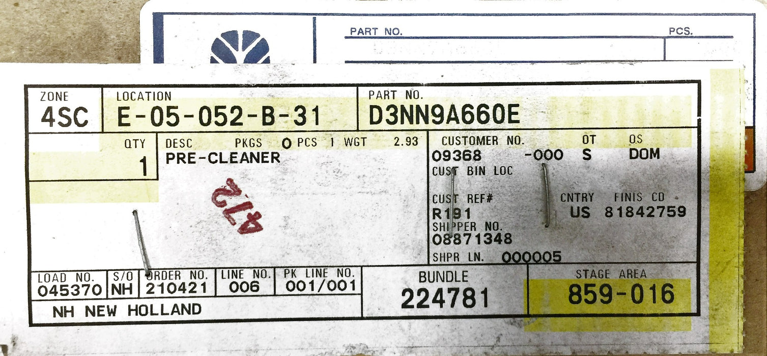 Pre-Cleaner for Case New Holland/CNH D3NN9A660E NOS