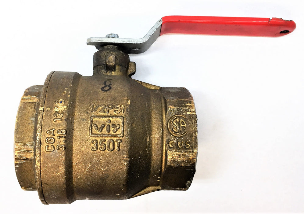 UNBRANDED 150WSP/600 WOG 2-1/4" Brass Shut-Off Ball Valve USED