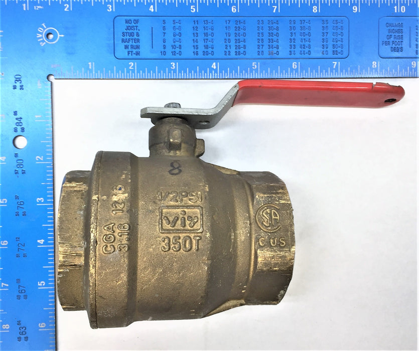 UNBRANDED 150WSP/600 WOG 2-1/4" Brass Shut-Off Ball Valve USED