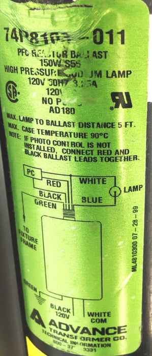 Advance Reactor Ballast 74P8103-011 USED