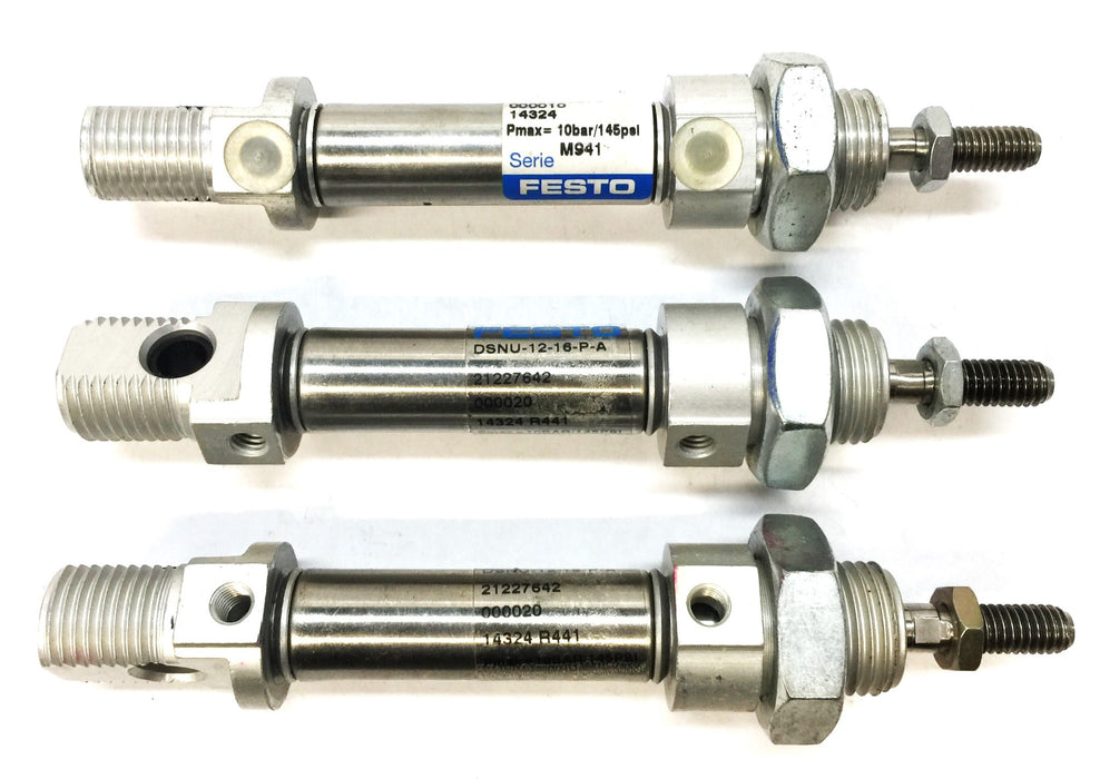 Festo Stainless Pneumatic Air Cylinder DSNU-12-16-P-A [Lot of 3] NOS