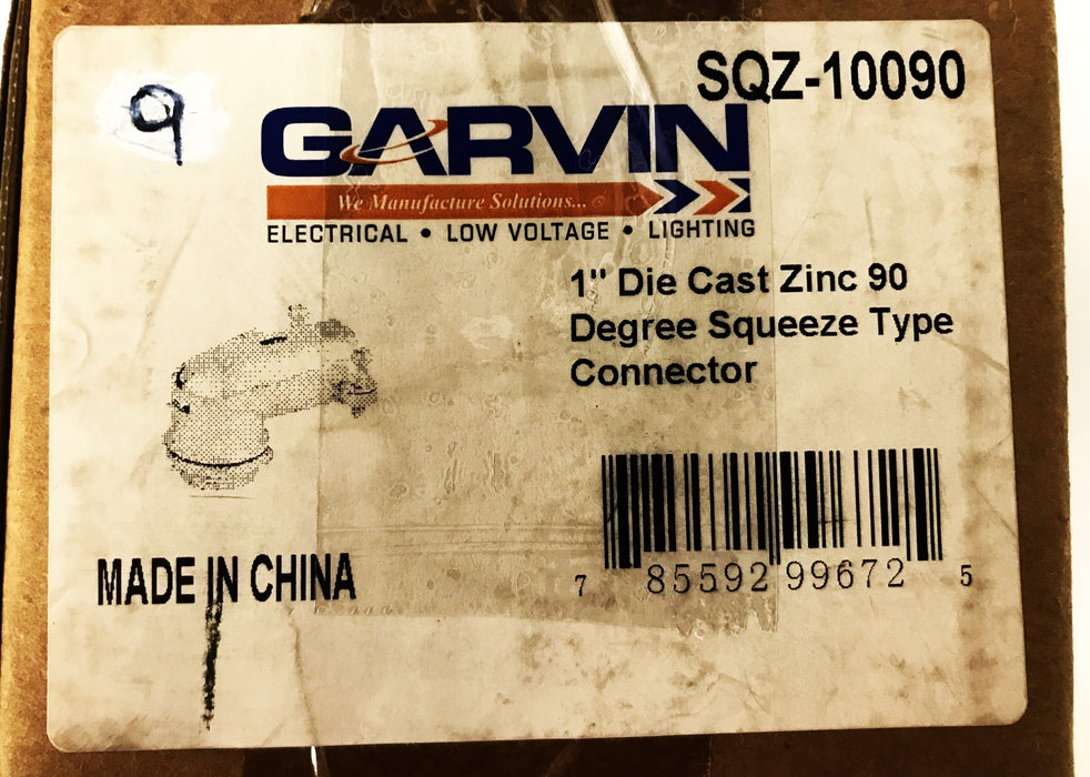 Garvin 1" 90 Degree Squeeze Connector SQZ-10090 [Lot of 9] NOS