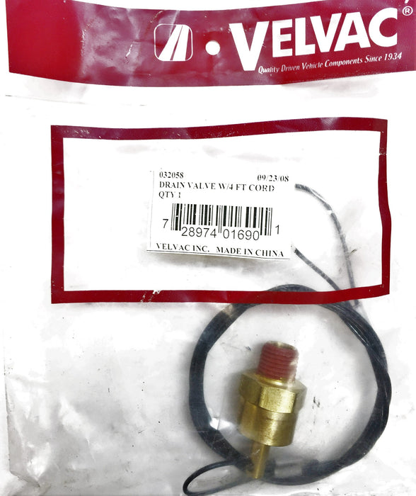 Velvac Drain Valve w/4' Cord 032058 NOS