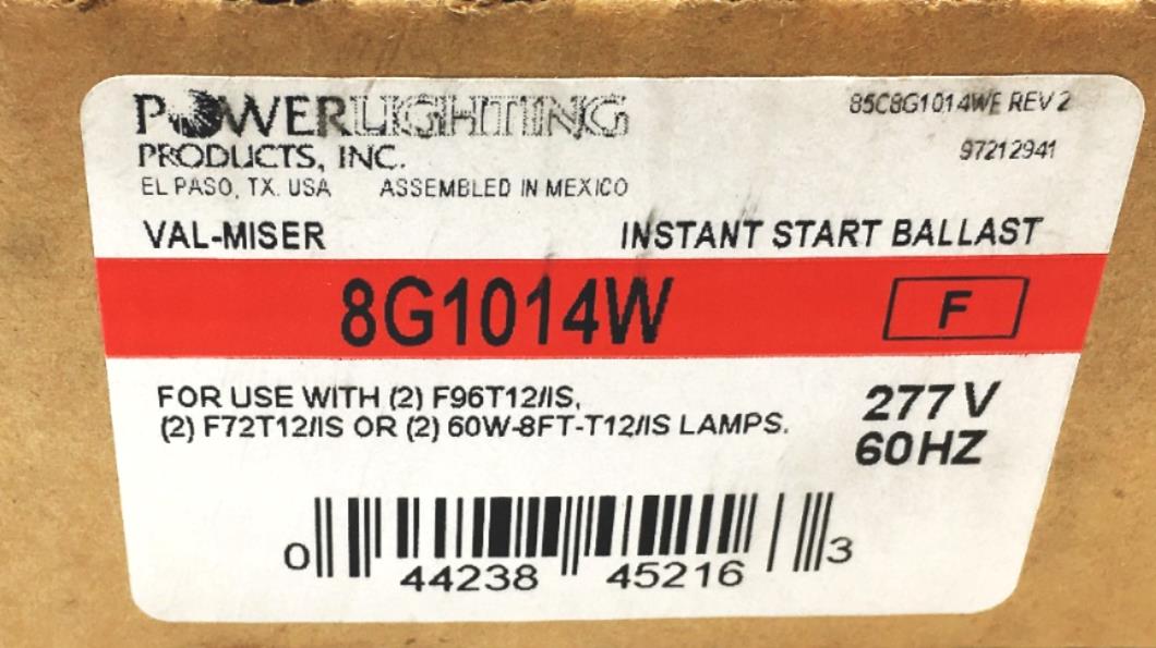 Power Lighting Instant Start Ballast 8G1014W NOS