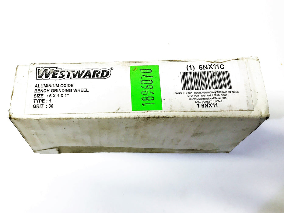 Westward 6 x 1" Aluminum Oxide Bench Grinding Wheel 6NX11C NOS