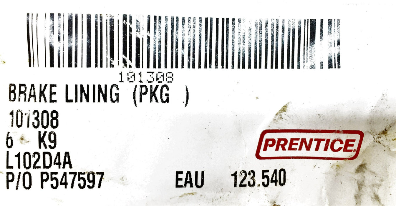 Prentice Brake Lining 101308 (L102D4A) [Lot of 4] NOS
