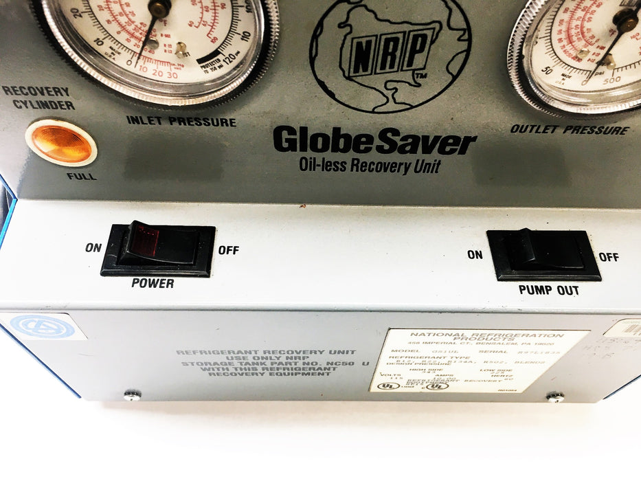 NRP GlobeSaver Oil-Less Recovery Unit GS1UL (R97L1835) USED