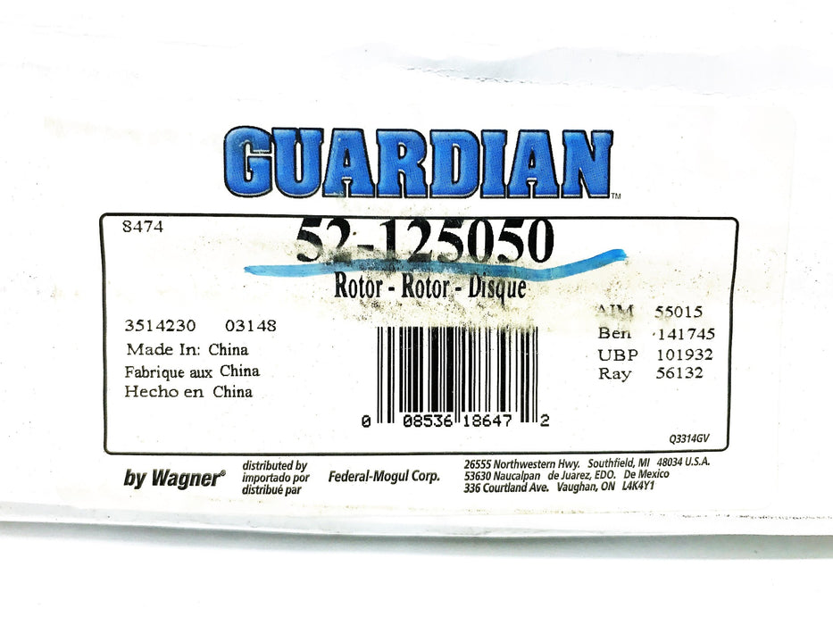 Guardian Disc Brake Rotor 52-125050 NOS
