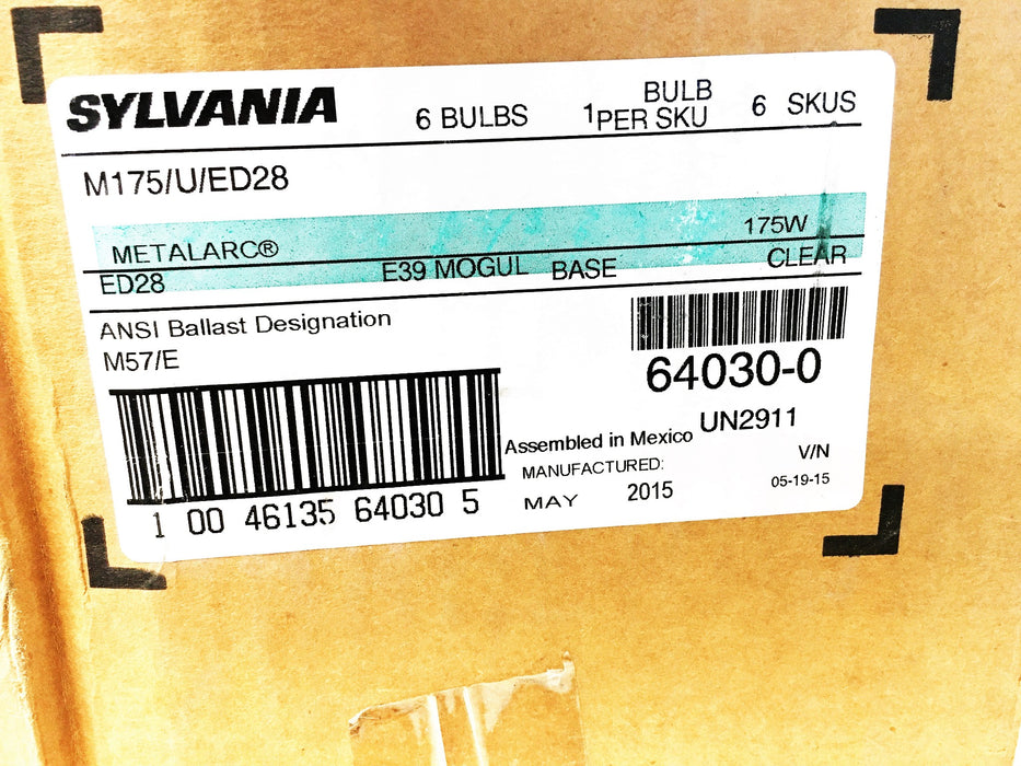 Sylvania Clear Metal Halide Bulb M175/U/ED28 NOS