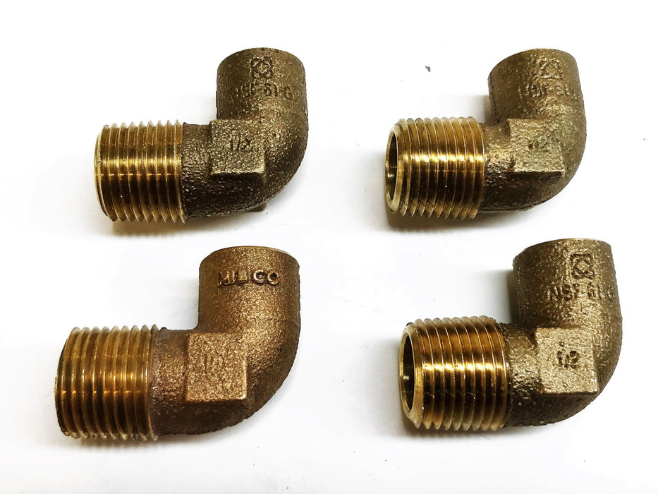 Unbranded 1/2" Sweat x 1/2" Male 90 Degree Bronze Elbow Coupling [Lot of 4] NOS