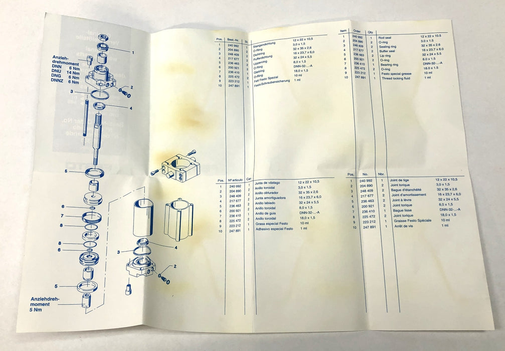 Festo Original Wearing Parts Kit for Valve/Seal Repair Kit 105301 NOS