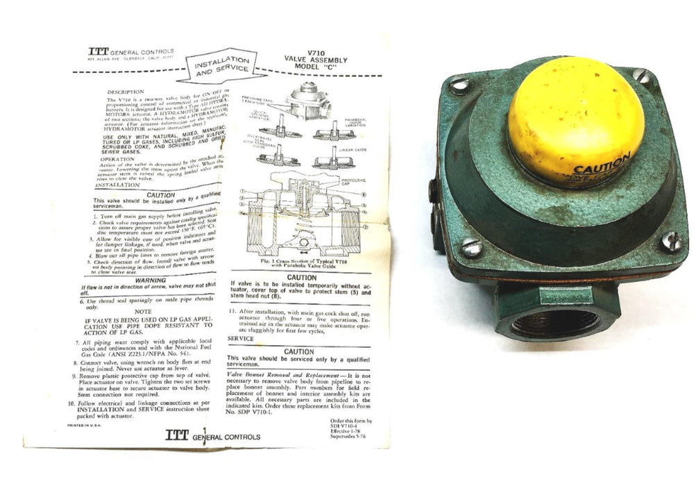 ITT Valve Assembly Model C V710 NOS