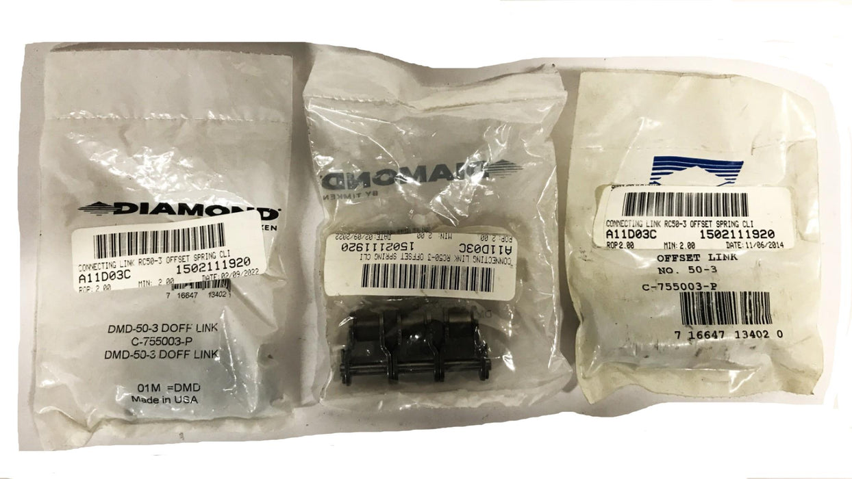 Diamond Chain Roller Chain Offset Link C-755003-P [Lot of 3] NOS