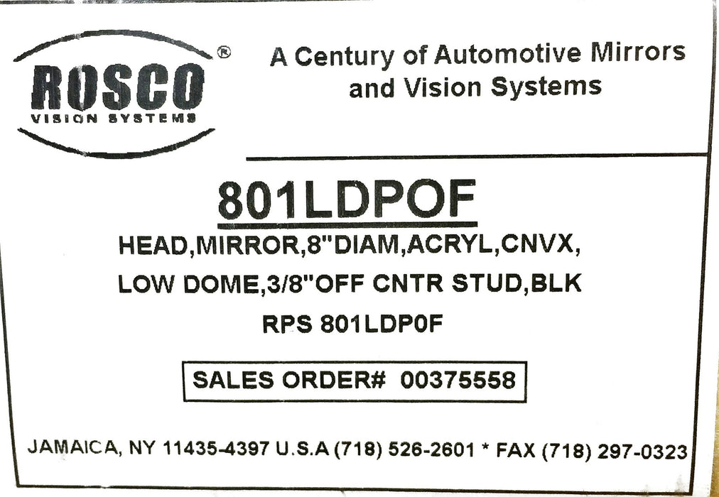 Rosco 8" Head Mirror 801LDPOF NOS