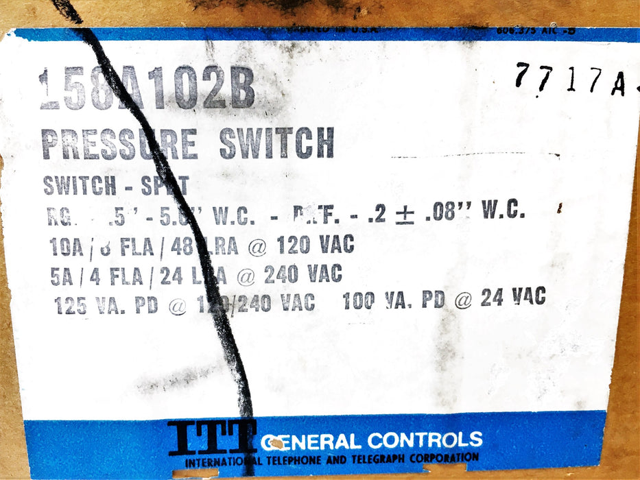 ITT Pressure Switch L58A102B NOS